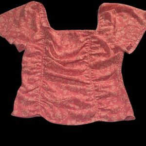 Lush Pink Floral Top Raunch Stretch Front Size Large NWOT